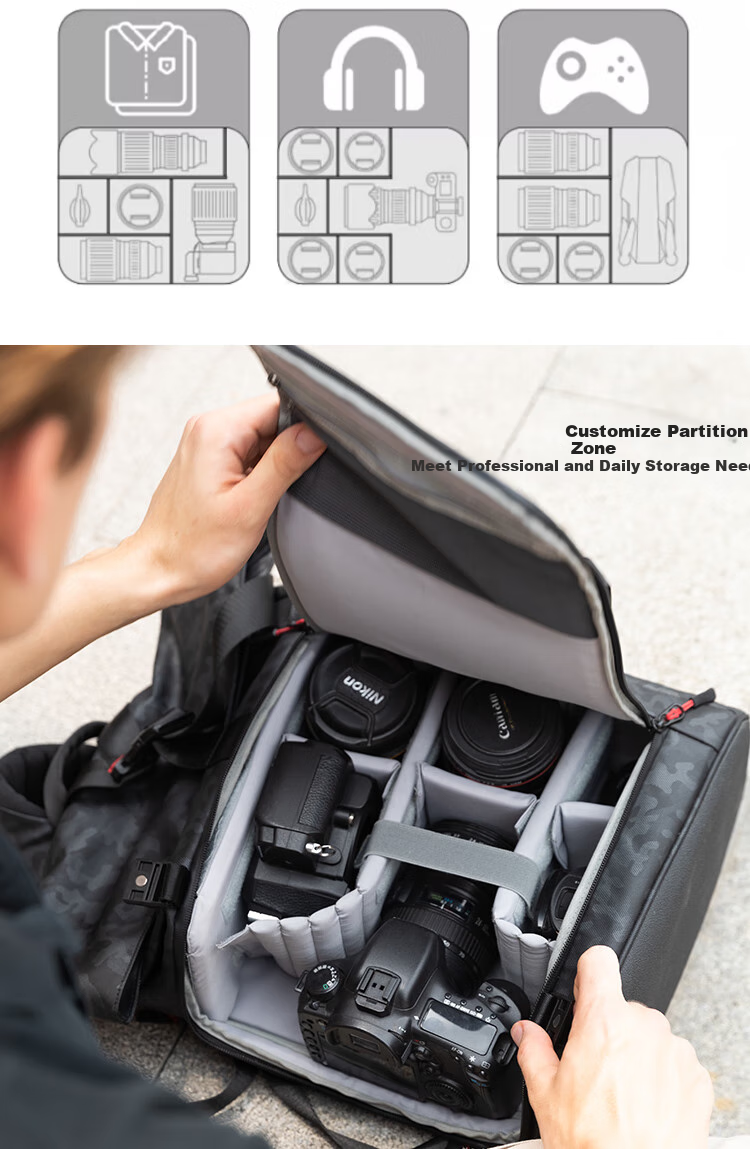 Pulewei Camera Backpack, Multifunctional Professional DSLR Photography Bag, Outdoor Hiking Large Capacity Portable Multi-Functional Lens Backpack 4