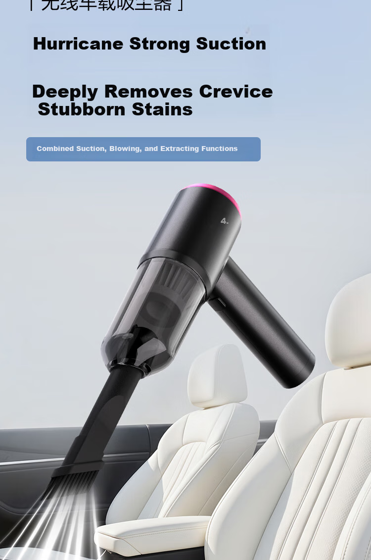 Deli Cordless Car Vacuum Cleaner, 5500pa Powerful Suction, 3C Certified, Long Battery Life, Low Noise, Compact Portable Vacuum Cleaner for Car And Home Use 2