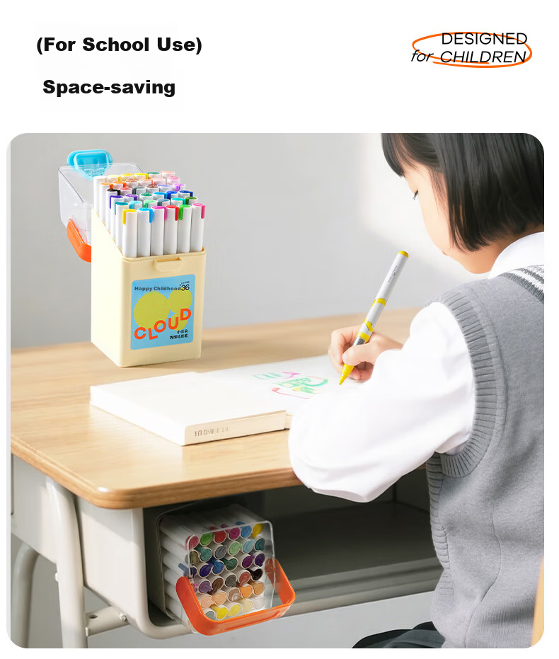Meiletongnian Xiaoyunduo Direct Liquid Acrylic Markers, 36 Colors, Watercolor Pens, Non-Toxic And Washable, for Children, Kindergarten, Elementary School Students, Colorful Pens, Non-Translucent, Stackable Colors, Drawing Paint Pens, Painting Brushes 7