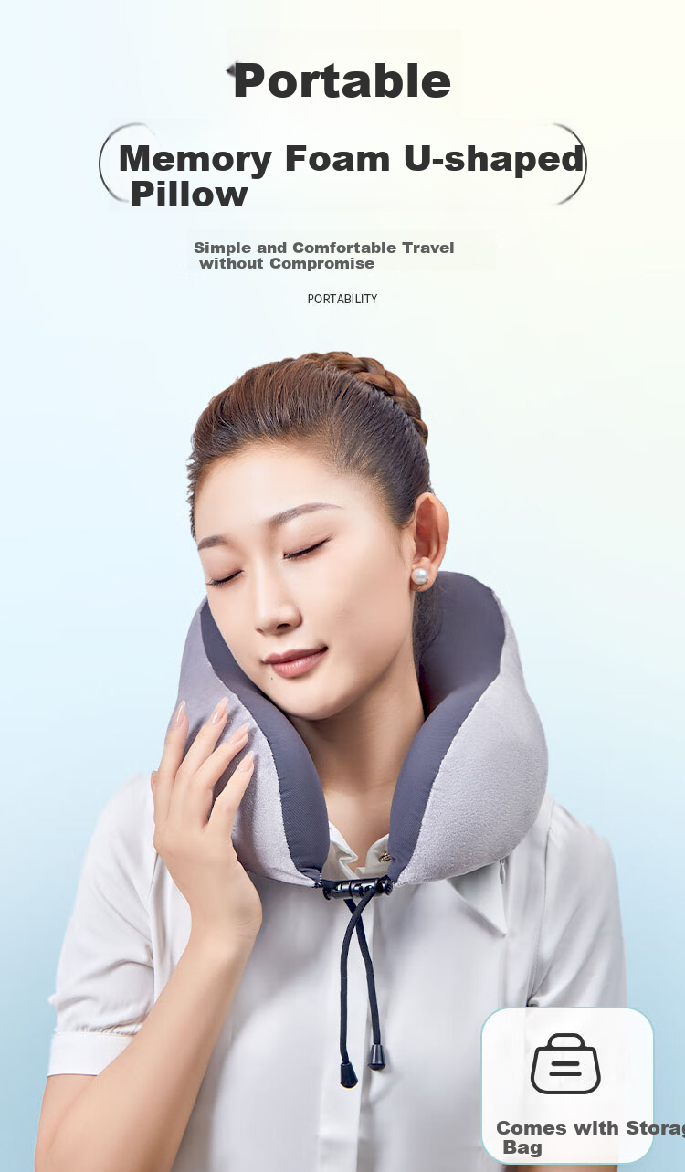 Aeromax U-Shaped Memory Foam Neck Pillow Portable Travel Nap Long-Distance Car Sleep Neck Support Cervical Pillow 1
