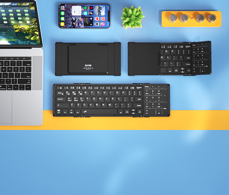 B.O.W Hangshi HB318D Foldable Wireless Bluetooth Charging Keyboard Smart Touchpad for iPad Xiaomi Huawei Mobile Office Portable Numeric Silent Keyboard Black 2