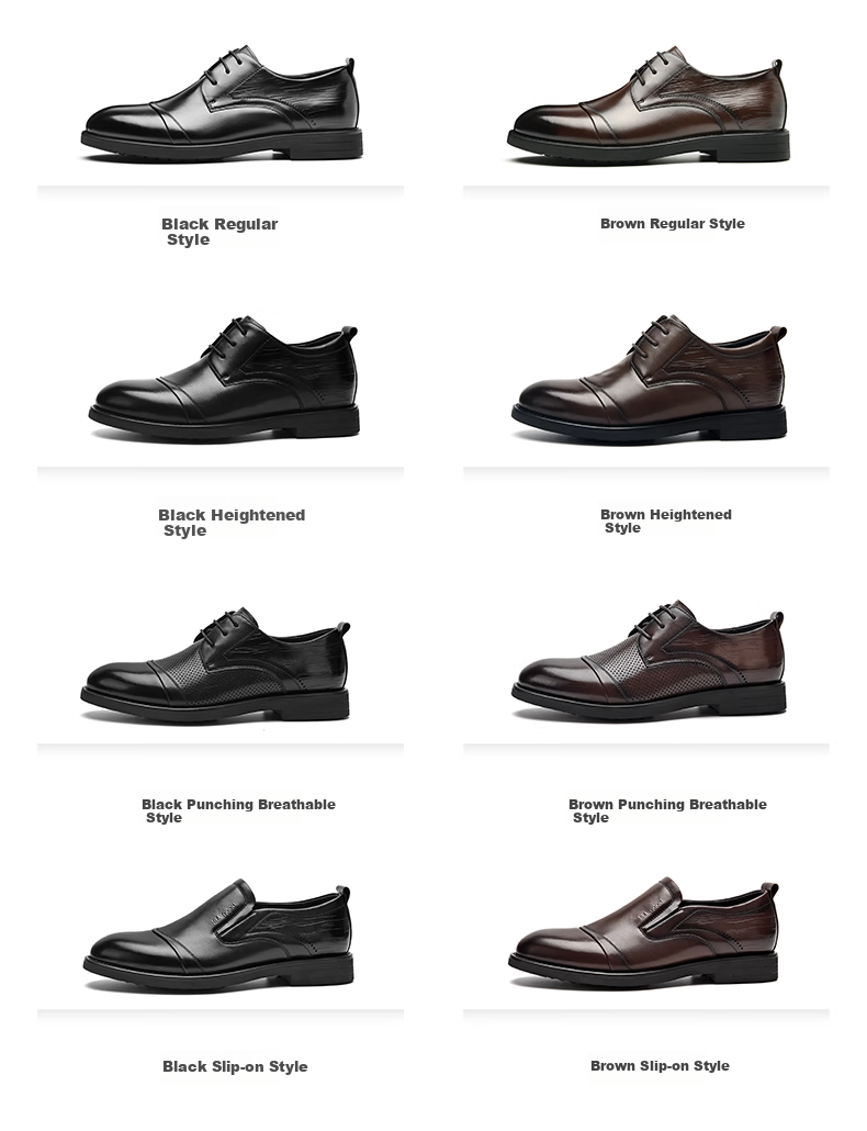 HLA Business Casual Leather Shoes for Men, Breathable Cowhide Formal Derby Shoes HAAPXM1EBA068 Brown Size 40 5