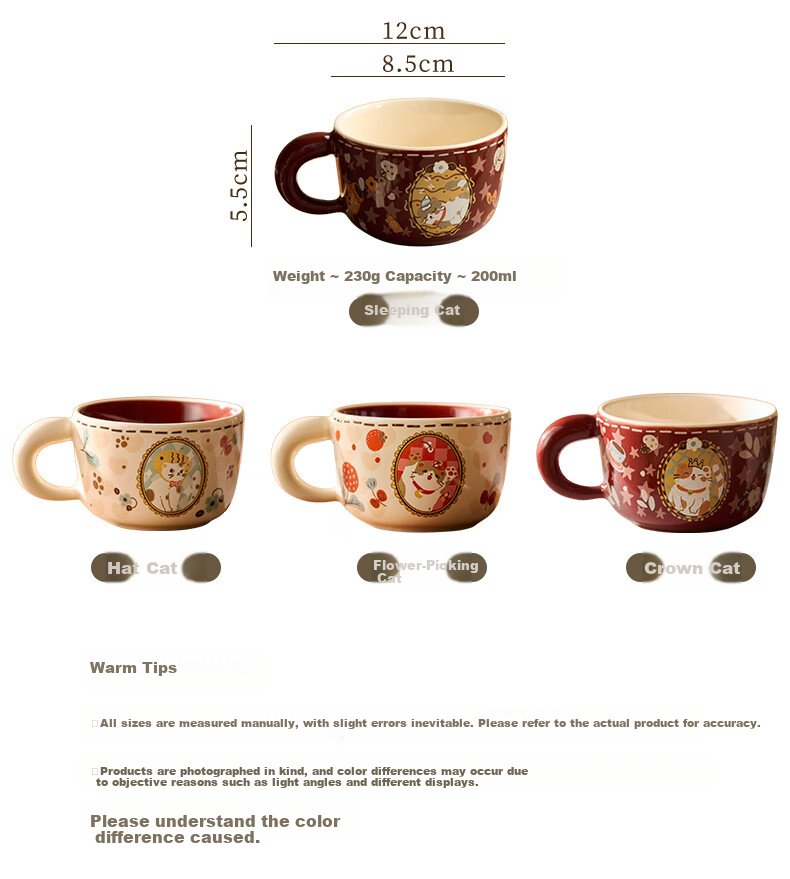 Siyue Cat Cup Set, Mug Coffee Cups Gift Box, New Home Housewarming Wedding Engagement Wedding Gift Souvenir 6