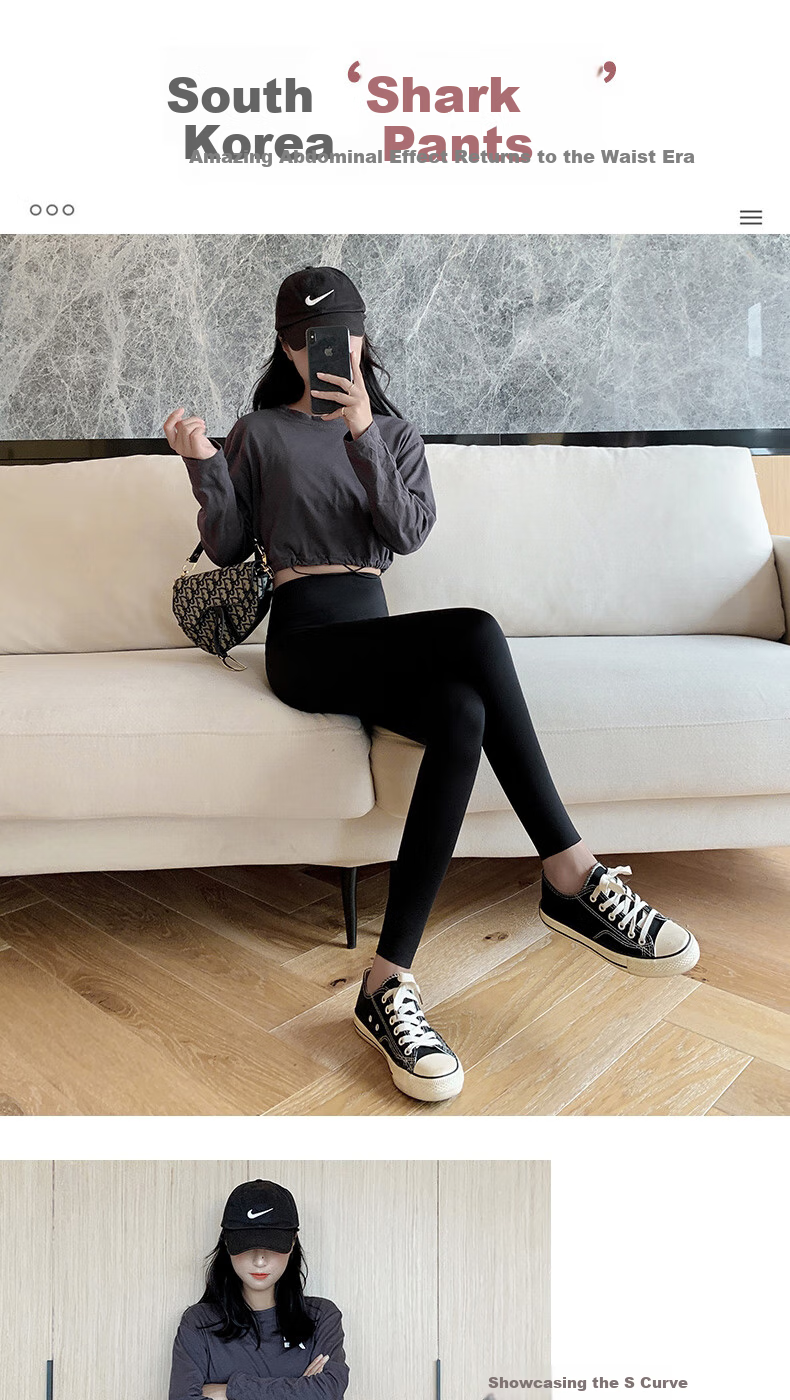 LangSha Shark Skin Leggings for Women, High-Waisted Thin Spring And Autumn Style, Tummy Control Slimming Tight-Fitting Sports Yoga Pants for Outdoor Wear 1
