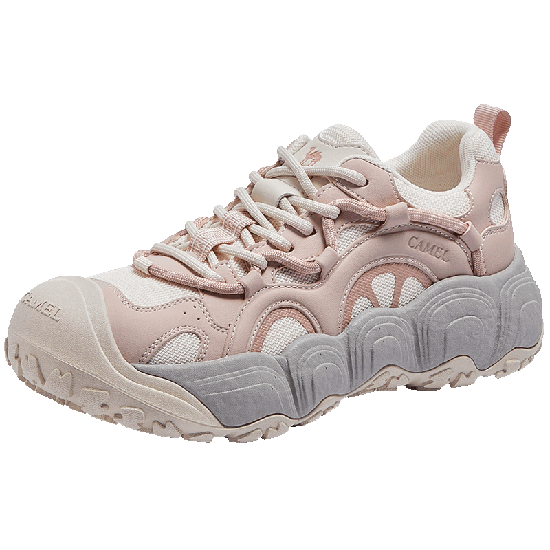 CAMEL Lemon Cute Colorblock Platform Casual Shoes for Women L25A202062 Off-White/Pink Size 39