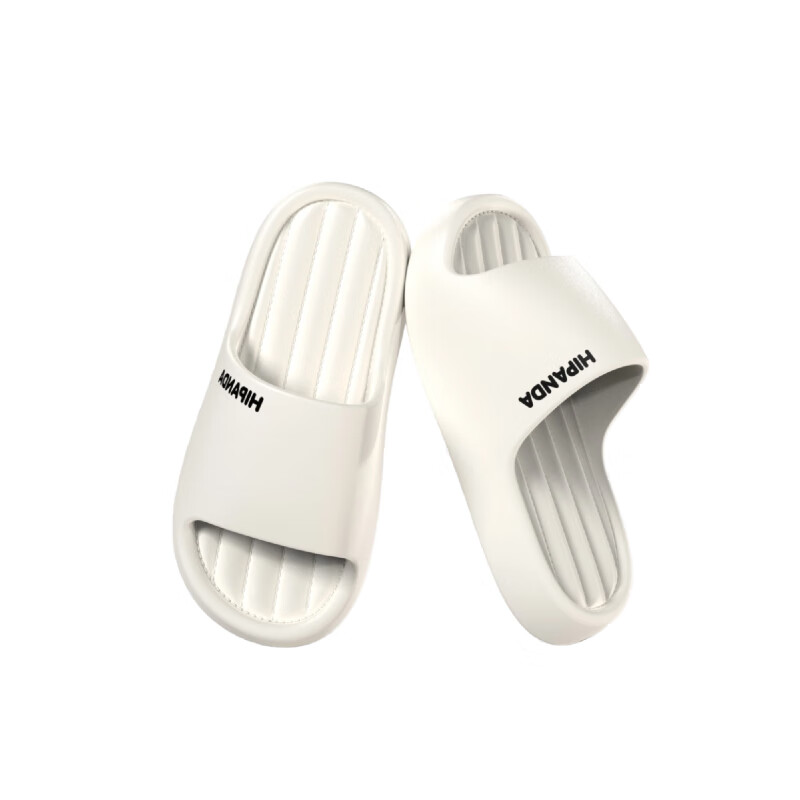 HIPANDA Men's Home Slippers Thick Sole Shock Absorption Non-Slip Soft Lightweight Casual Outdoor Sandals Women Off-White Size 40-41