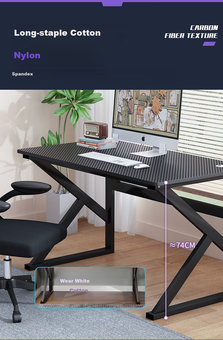 Yameile Computer Desk, Thickened And Reinforced Desktop, Study Table, Office Home Simple Gaming Desk, Black, 100*50 7