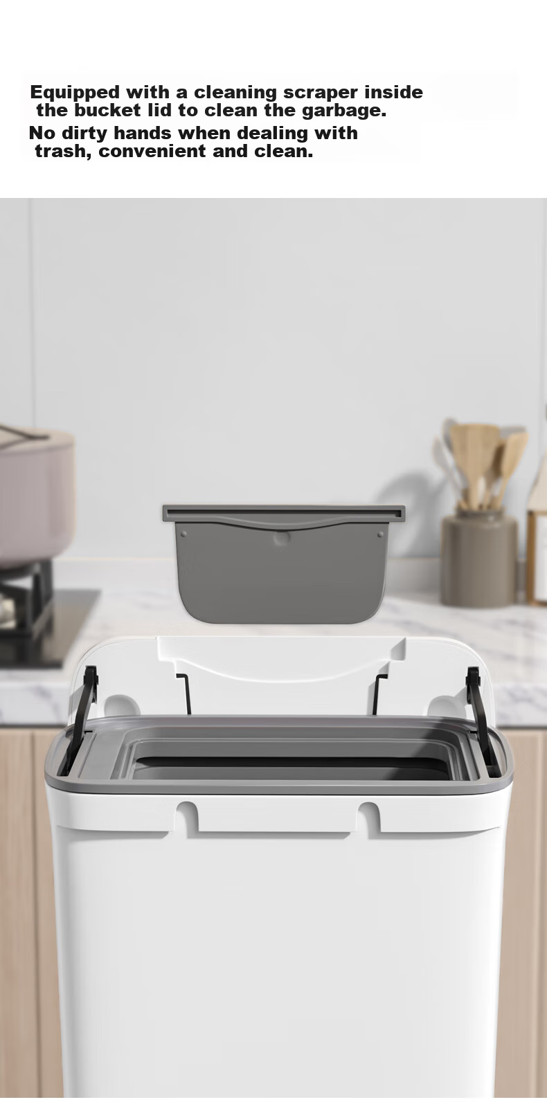 Wuyuehua Kitchen Trash Can, Wall-Mounted, 9L Capacity with Lid, No Bending Required, Suspended Wall-Hanging Garbage Bin for Kitchen, Bathroom And Living Room 6