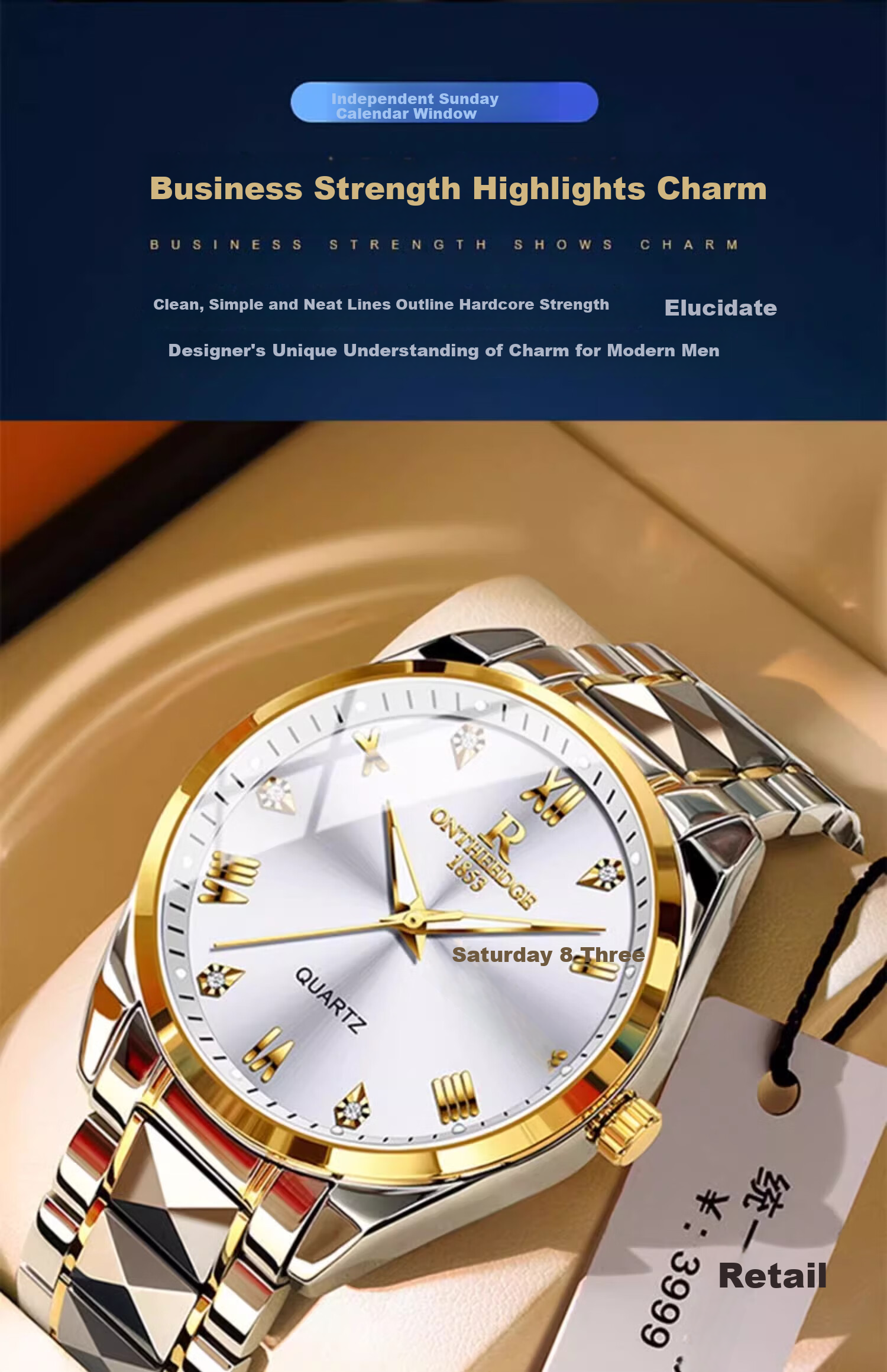 George Earl Men's Business Mechanical Quartz Watch Waterproof Youth Student Middle High School Men's Watch 2025 New Model 5