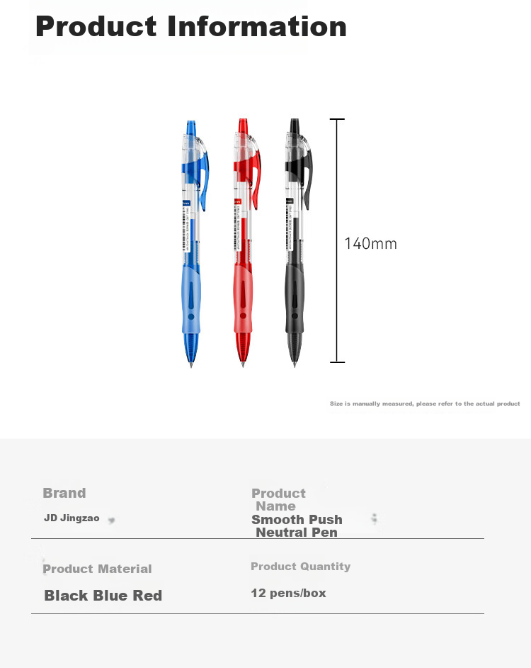 JD Original [Best-Selling Product] Smooth Retractable Gel Pen, Low-Damping Quick-Drying Signing Pen, Business Office Student Exam Pen, 0.5mm Blue 12-Pack JD1010 9
