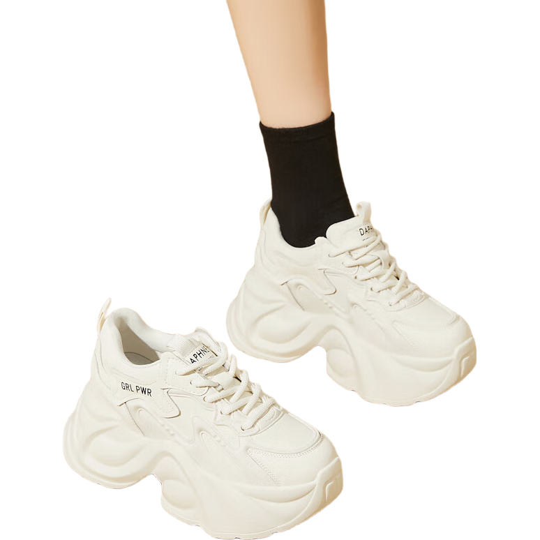 DAPHNE Women's Dad Shoes, New Spring And Autumn 2025 Lightweight Casual Shoes, Thick-Soled Height-Increasing Sneakers for Women, Beige, Size 40