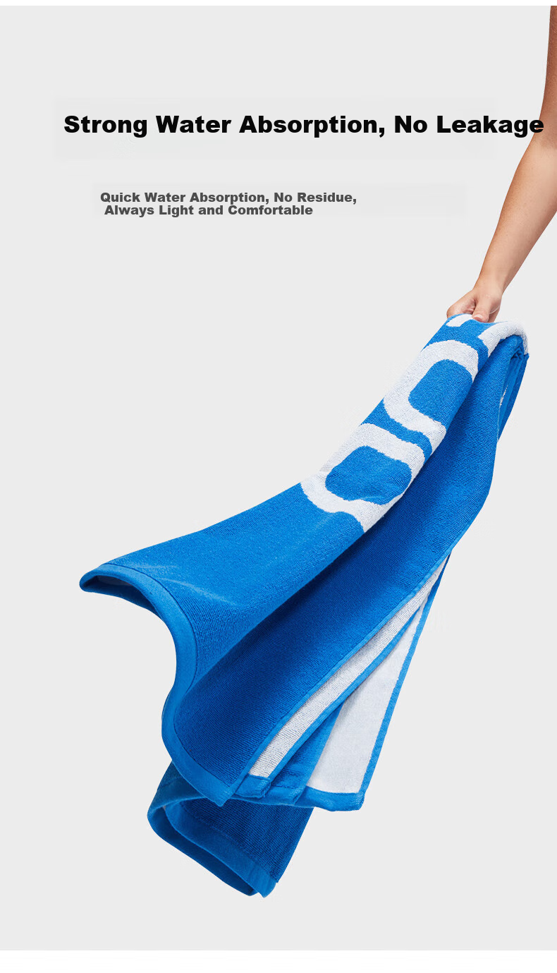 Speedo Logo Printed Quick-Absorbing Lightweight Portable Large Pure Cotton Sports Towel, Black/white 6