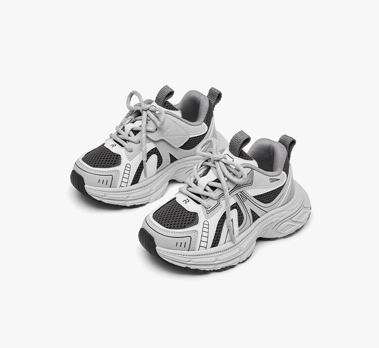 Red Dragonfly Girls' Shoes Spring Summer Children's Single Shoes Sports Casual Big Kids Soft Sole Dad Shoes Q53BD048 Gray Silver Size 34 9