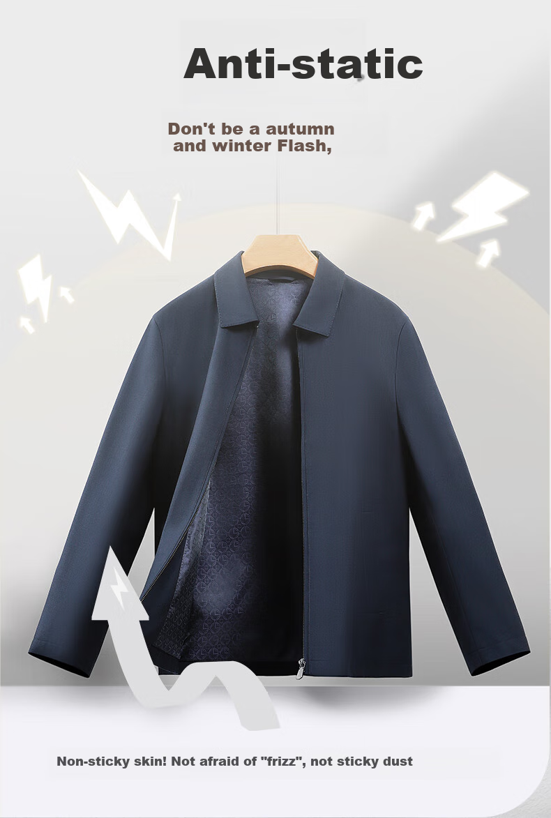 Goldlion [Cloud Master] Spring And Summer Anti-Static Washable Wool Lapel Business Suit Jacket for Men, Black, XL 8