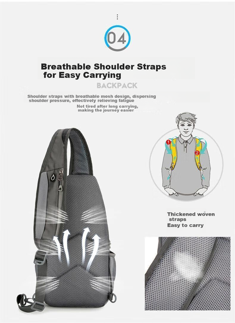 JEEP Crossbody Bag for Men, Outdoor Sports Backpack, Large Capacity Shoulder Bag, Casual Commuter Water-Resistant Phone Pouch 5