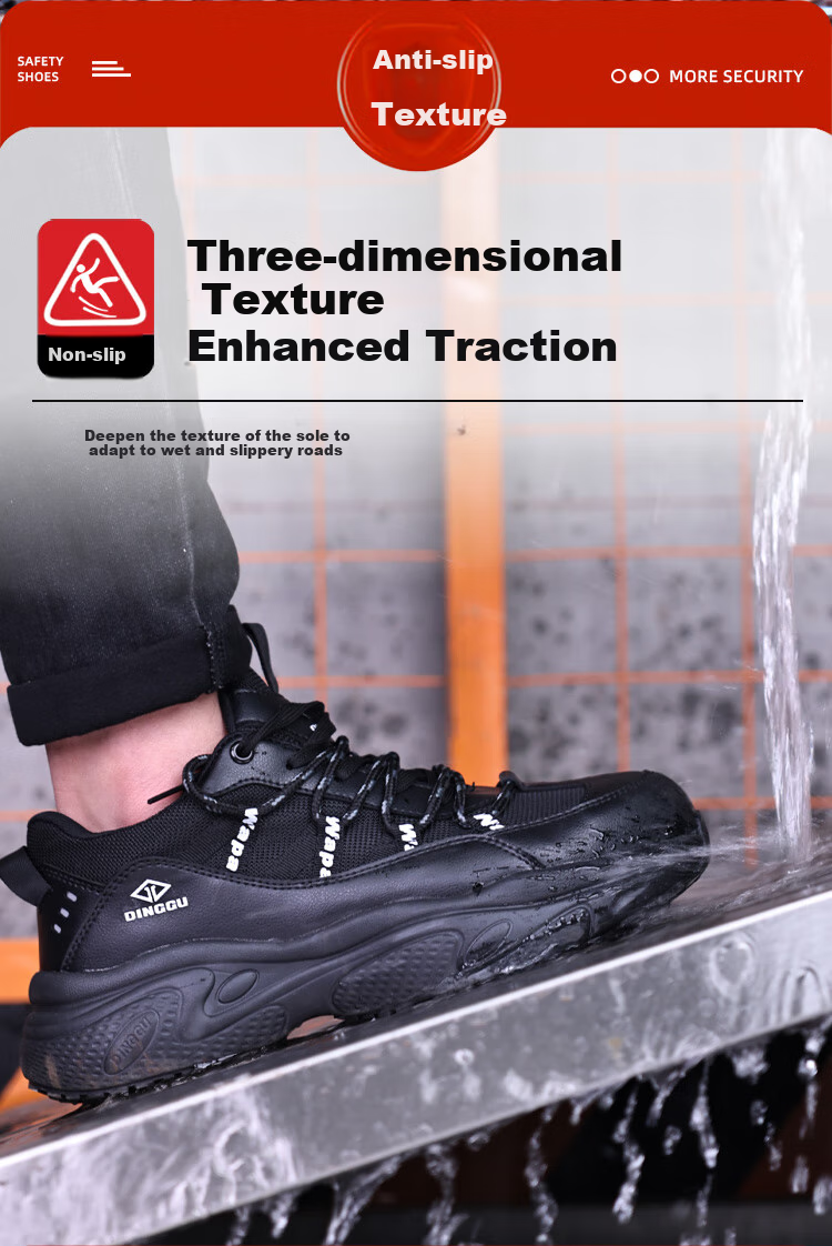 Dinggu Safety Shoes for Men, Steel Toe Work Boots with Anti-Smashing And Puncture-Resistant Features, All-Season Odor-Resistant Construction Site Footwear JD1630hei44 3