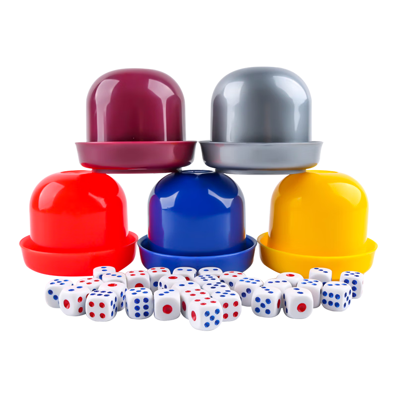 Miaoji Dice Set with Colorful Cups, Dice Shaker, Bar Dice, And 30 Dice MJ8373