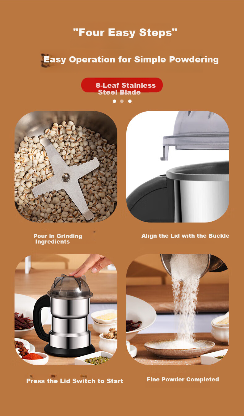 Momi Premium Powder Grinder Ultra-Fine Milling Machine Herbal Medicine Pulverizer Grain Grinder Small Household Blender 11