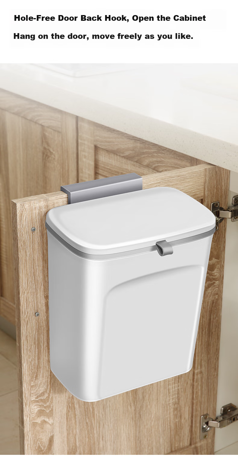 Wuyuehua Kitchen Trash Can, Wall-Mounted, 9L Capacity with Lid, No Bending Required, Suspended Wall-Hanging Garbage Bin for Kitchen, Bathroom And Living Room 10