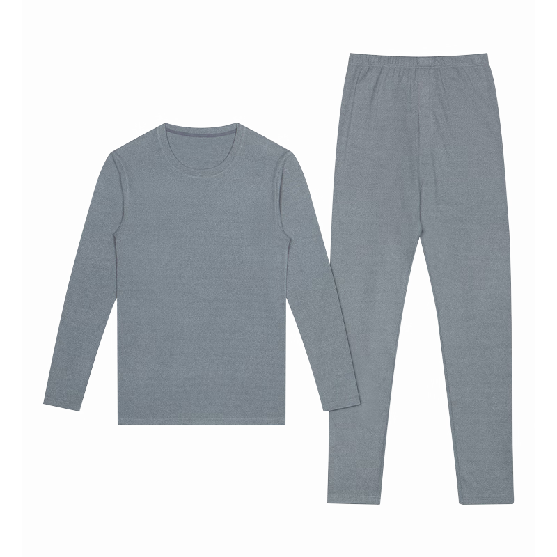 Yiershuang [Fleece-Lined, Thickened, Antibacterial] Men's Thermal Underwear Set, Honeycomb Sunshine Fleece Round Neck Autumn Top And Pants