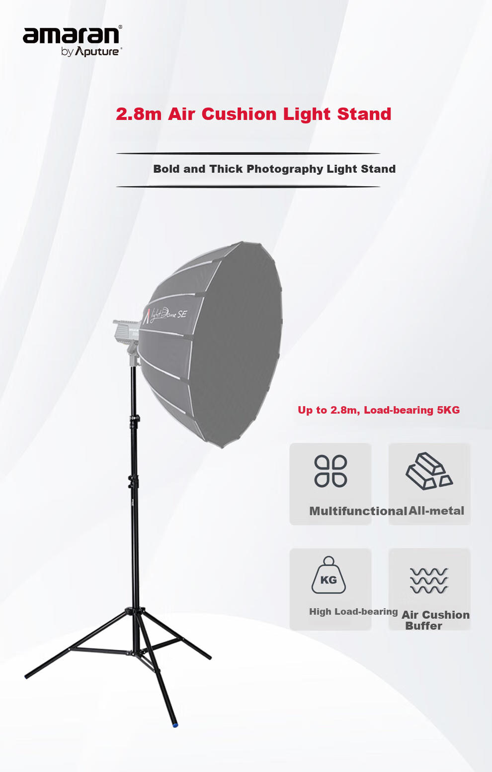 Aputure Live Streaming Fill Light Stand, Crossbar Dual-Use Light Stand, Tripod, Photography Support Frame 1