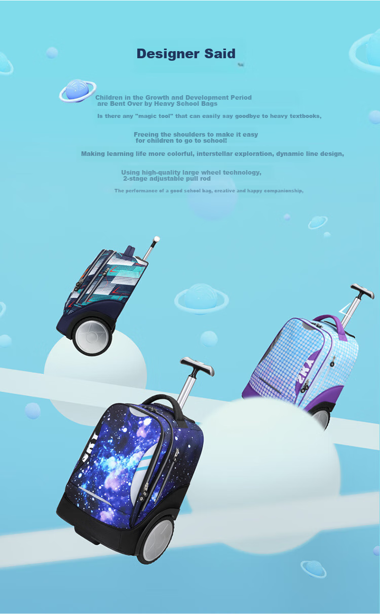 Dijiuchengbao Trolley Backpack for Primary School Students Grades 3-6 Boys And Girls Middle School Students Large Capacity Children's Backpack 4