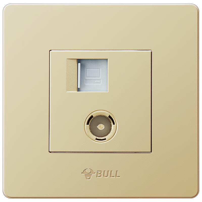 BULL G07 Series 2-Gang Computer and TV Wall Socket 86-Type Panel G07T223(U6) Champagne Gold Flush Mounted