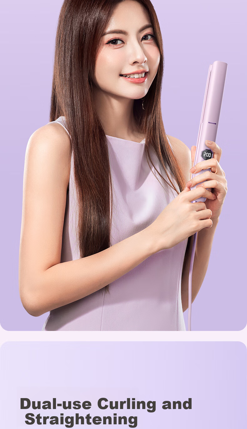 AUX Straight And Curled Hair Iron with Negative Ion, Hair-Friendly, Anti-Scalding, Dual-Use for Straight And Curly Hair, Five Temperature Settings, Bangs Clip, High Crown Volumizing Tool, Curling Iron, 520 Gift 6