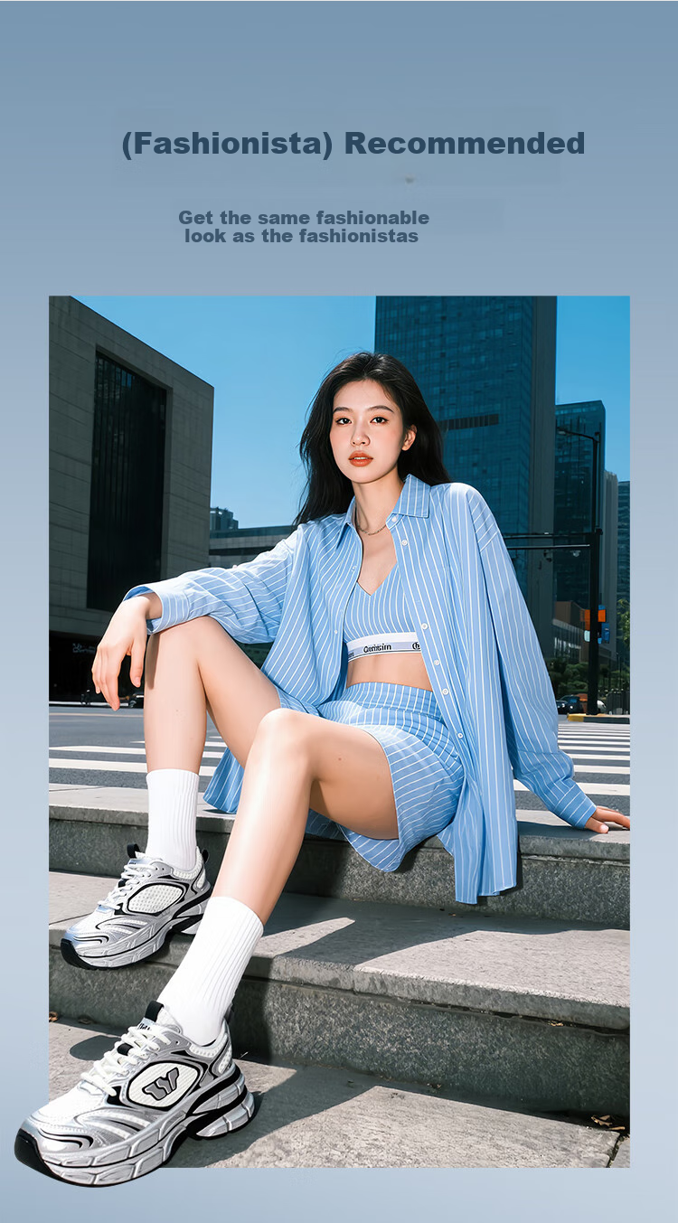 ZHR Celebrity-Style Chunky Dad Sneakers for Women, Lightweight Height-Increasing Women's Shoes, Sports Casual Shoes for Couples AS16 Silver Size 43 2