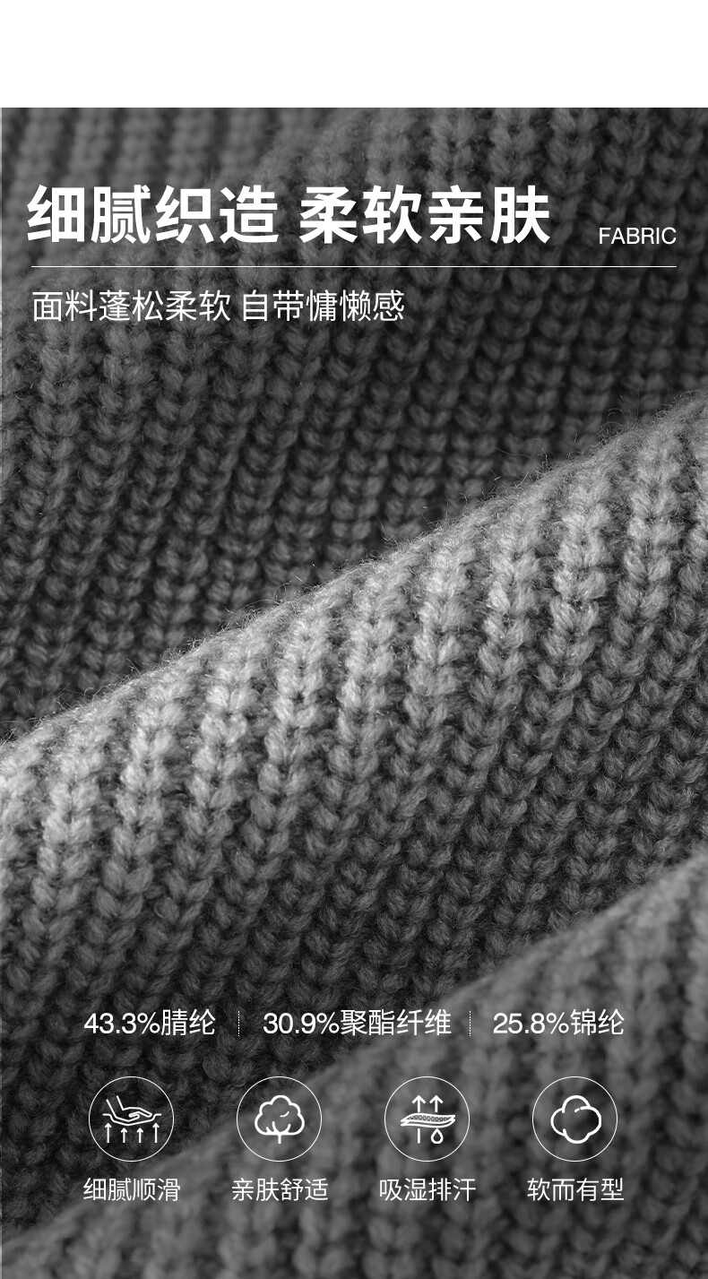 Baleno S&K Series Men's Knit Sweater Autumn Winter Thickened Simple Casual Warm Jacket Daily Versatile Loose Outerwear 2