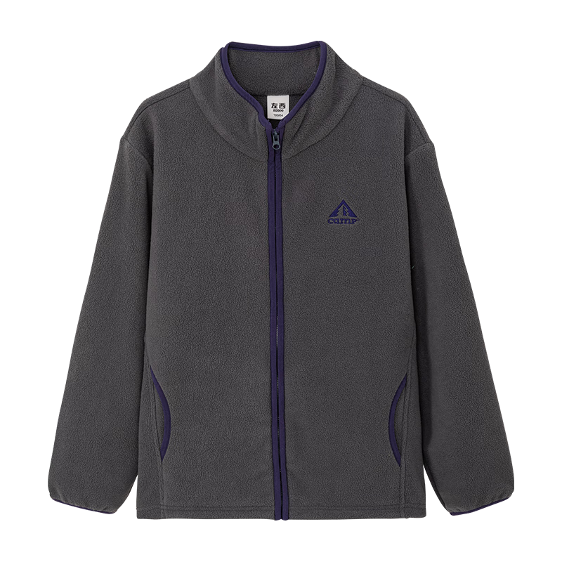 ZuoXi Boys' Fleece Jacket 2025 New Autumn Winter Warm Plush Top Dark Gray 110