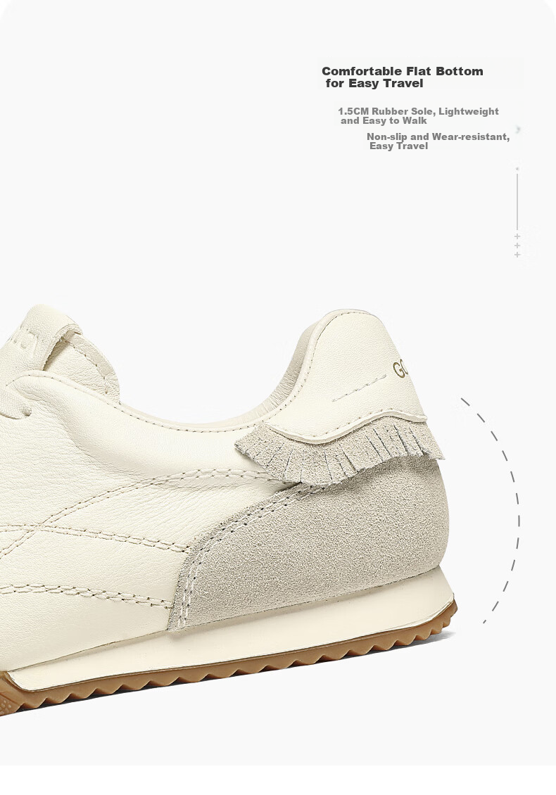 Goldlion Women's Shoes, Cowhide Leather Training Shoes, Color-Block Casual Shoes, Outdoor Sports Shoes for Women, G688510151, Beige/apricot, Size 35 8