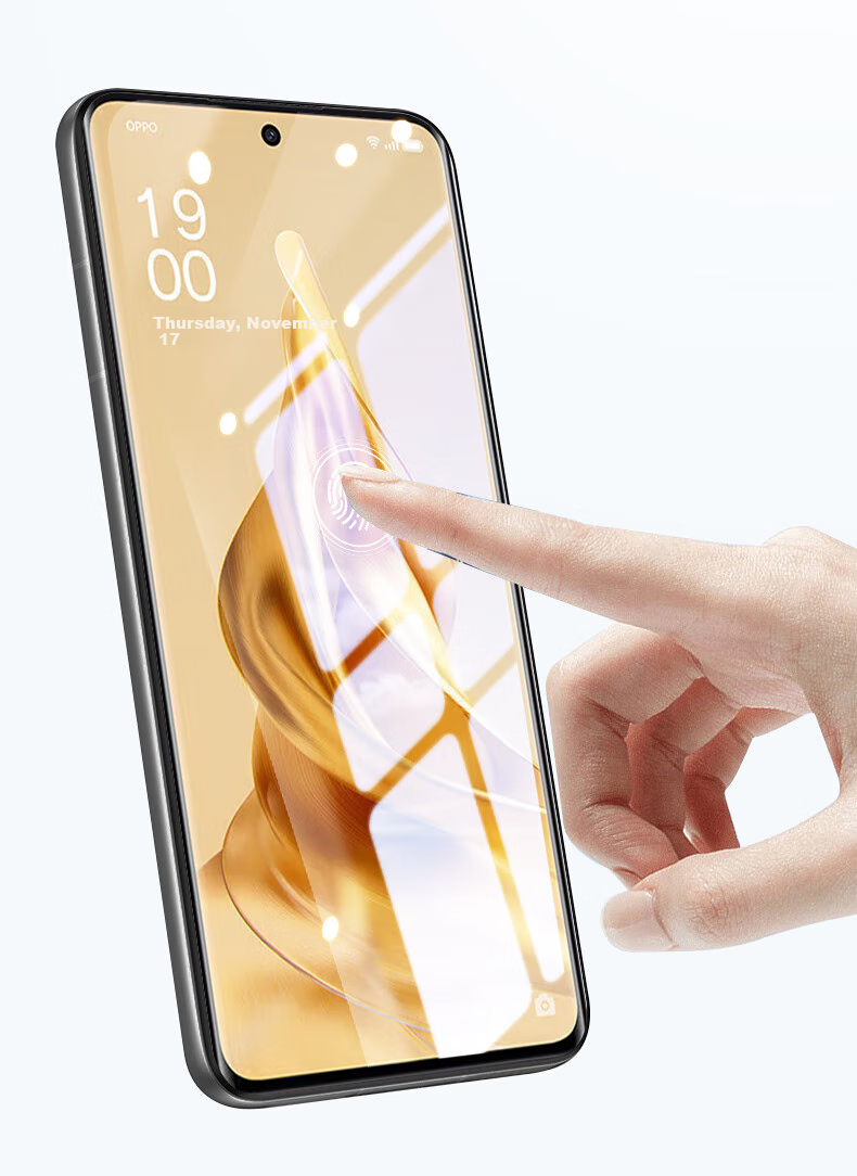 Baozou [Compensation for Defective Products] Tempered Glass Screen Protector for OPPO Reno9, Full Coverage Curved Screen Film for OPPO Reno9 Smartphone, HD Anti-Scratch Anti-Fingerprint Protective Film 4