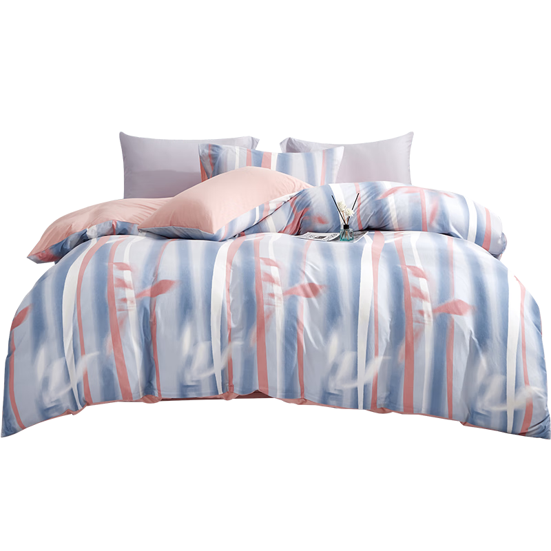 Hengyuanxiang Pure Cotton Four-Piece Bedding Set, Class A Knitted Nai Tei Cotton, 100% Pure Cotton Bedding Set, Yingxi (Pink), 2*2.3m