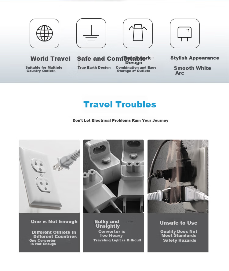 BULL Multi-Country Travel Adapter/Converter/Power Plug Adapter Suitable for over 200 Countries And Regions GN-L07 without Switch 2
