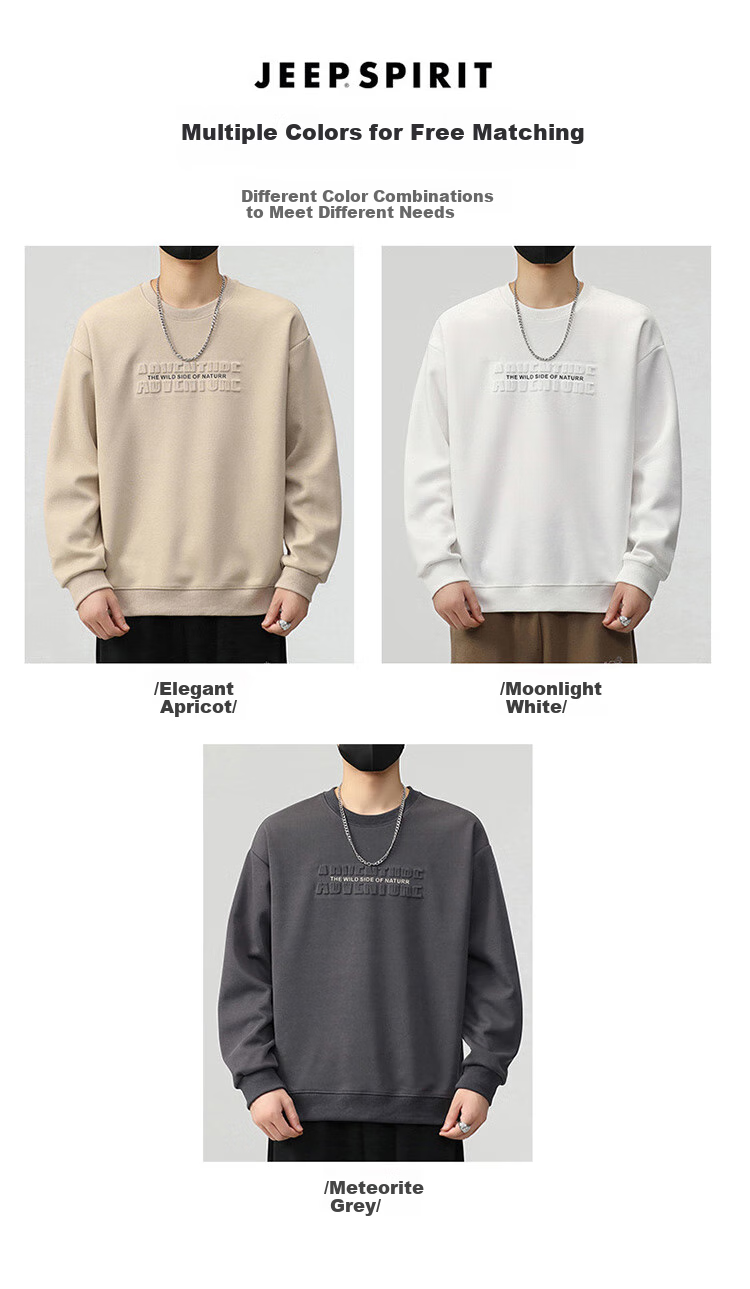 JEEP SPIRIT Men's Sweatshirt, Long Sleeve T-Shirt, Men's Jacket, Autumn And Winter Menswear, American Trendy Base Layer, Casual Top 1