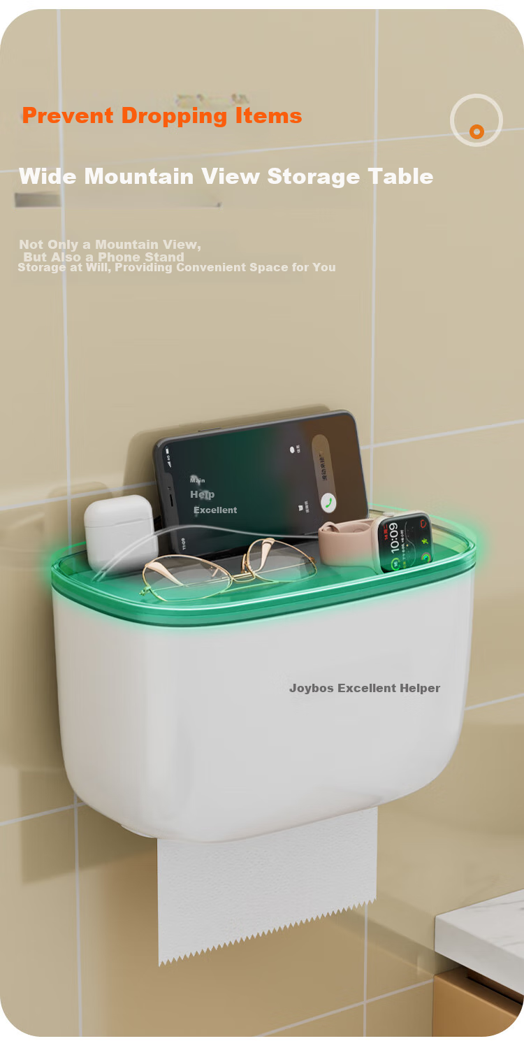Jiabangshou Bathroom Toilet Paper Holder, No Drilling Required Wall-Mounted Paper Towel Dispenser, Toilet Paper Rack, Bathroom Storage Accessory, Tissue Box 6
