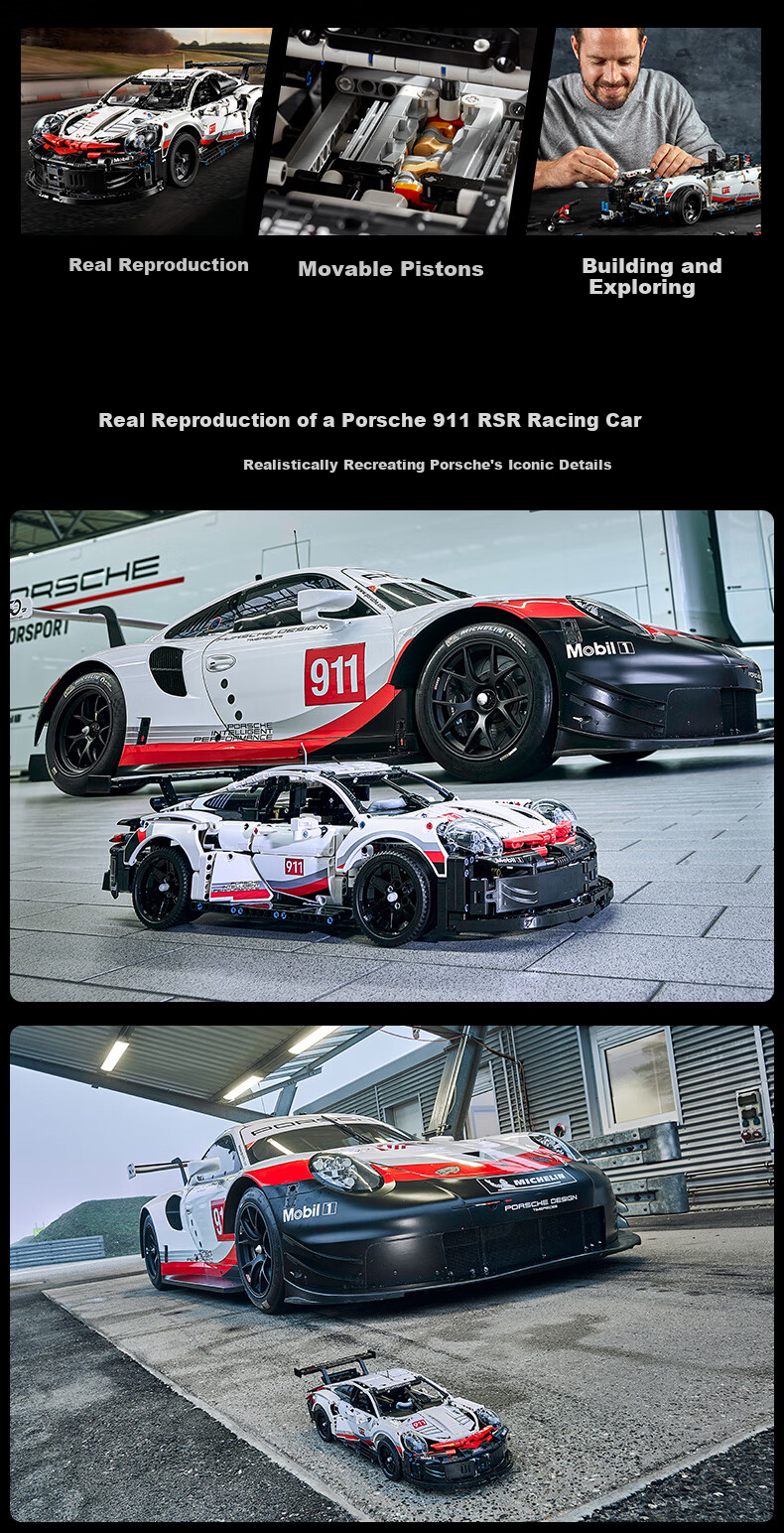 LEGO Technic 42096 Porsche 911 Building Set, Boys And Girls Toy, Children's Gift for Qixi Valentine's Day 2
