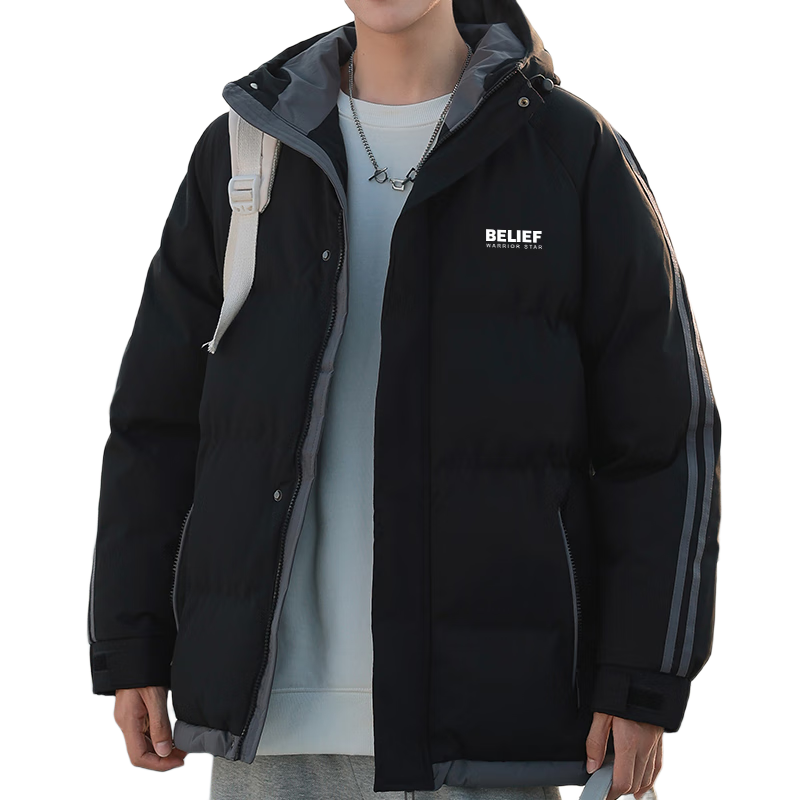 Huili Cotton Jacket Winter Men's Thickened Padded Coat, New Year Battle Robe, Hooded Puffer Jacket, Warm Cotton Clothing