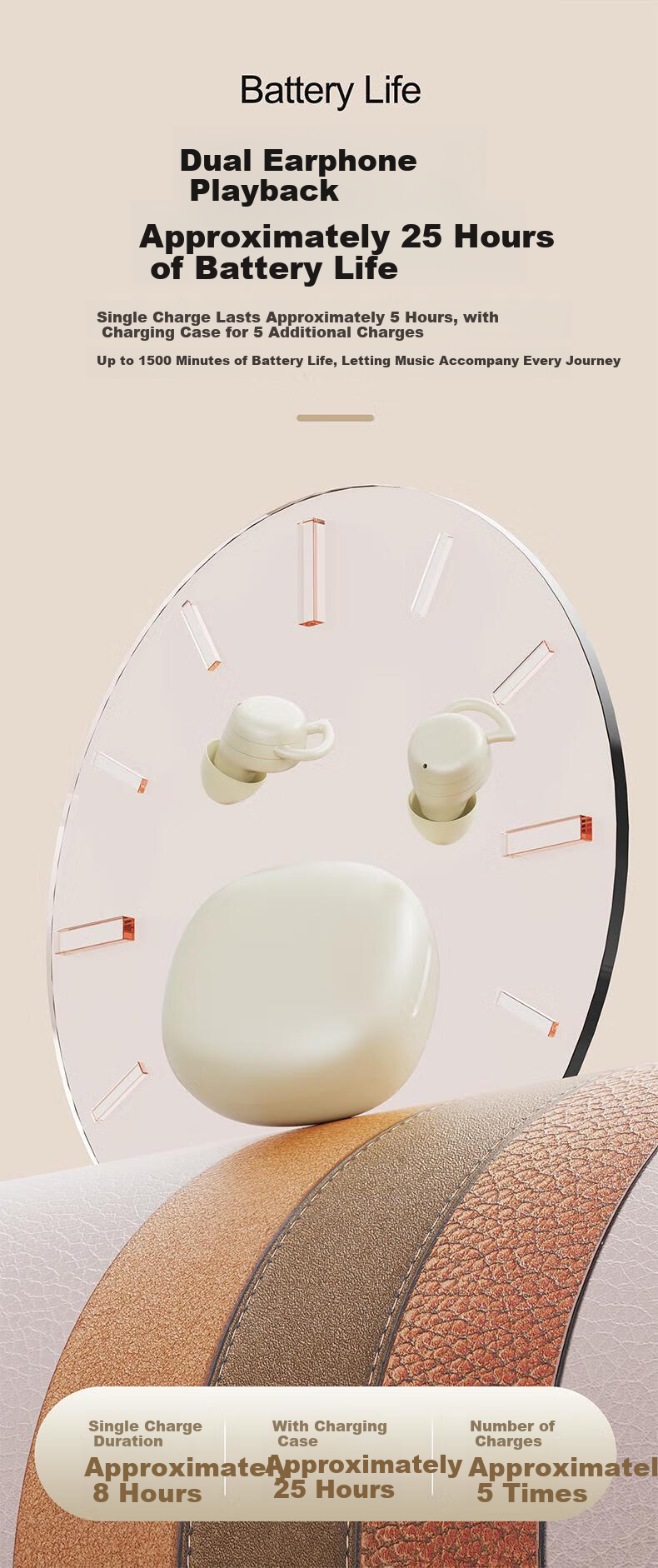 EARISE 2025 New Sleep Wireless Bluetooth Earphones, Compact Mini In-Ear High-Quality Noise-Cancelling Calling Ultra-Long Battery Life Side Sleeping No Ear Pressure, Skin Color, Bluetooth Headphones 7
