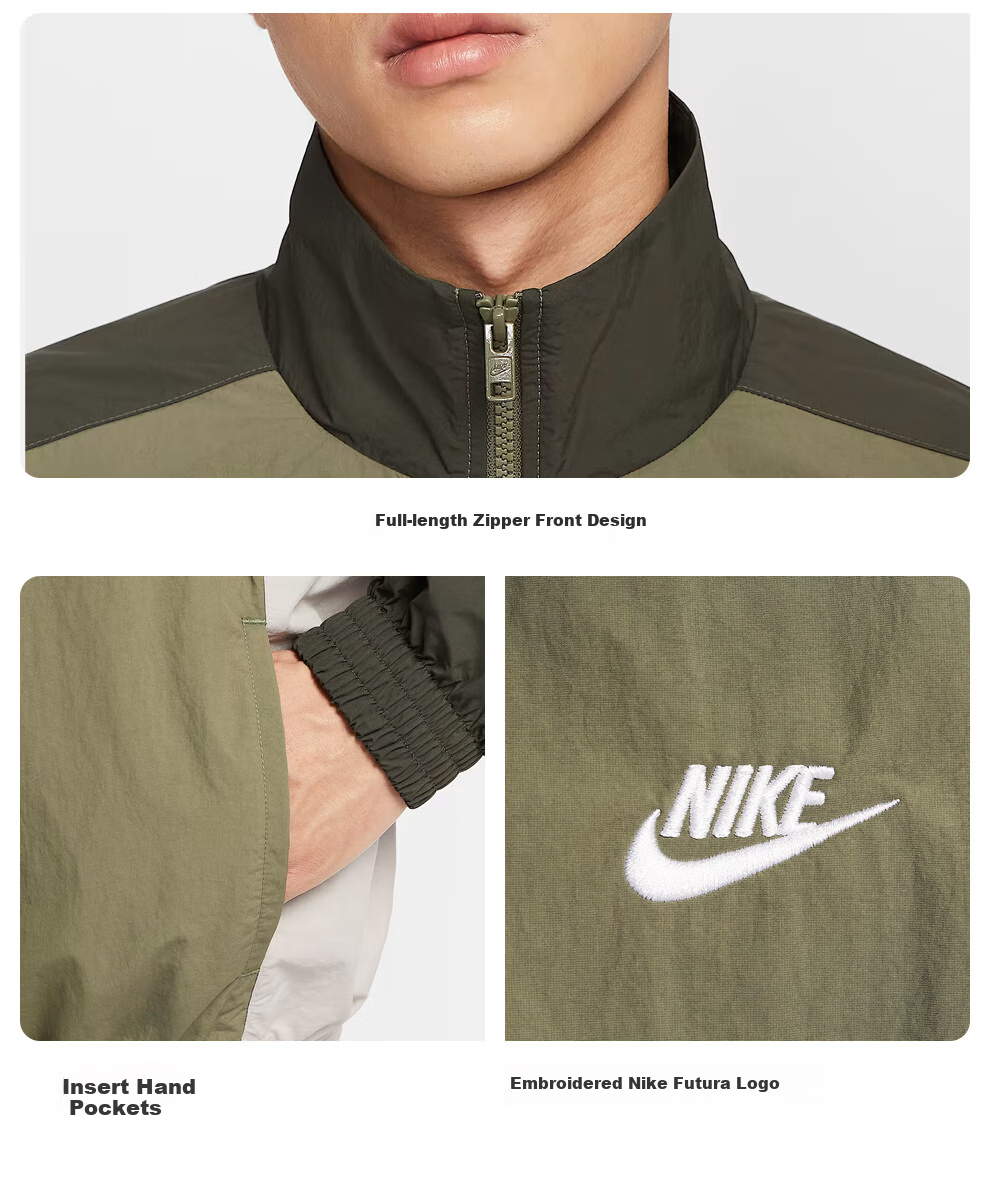 NIKE Men's Woven Jacket, Sports Casual, Fashionable Versatile HQ6110-222 Beige Brown, XL 4