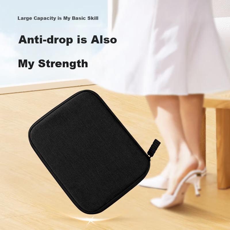 BUBM Multifunctional Digital Storage Pouch for Power Bank, Earphones, Data Cables, Charger, Hard Drive, USB Flash Drive, Travel Portable Organizer Bag, Black, Double Layer