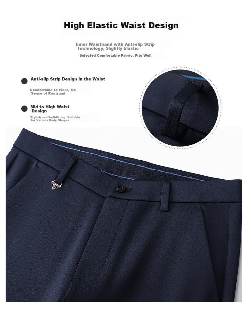 ROMON [Contains Wool] Elastic Wrinkle-Resistant Casual Pants for Men, Business Suit Pants, Straight-Leg Trousers for Middle-Aged And Young Men, Dad Style 5