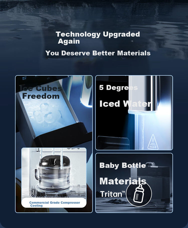 Unities Uwater M5 Ice Cube Countertop Water Dispenser, Instant Heating Home Use Bottle Warmer, Material Direct Drinking Machine, Ice Maker, Pipeline Machine, Water Dispenser, Deep Space Gray 3