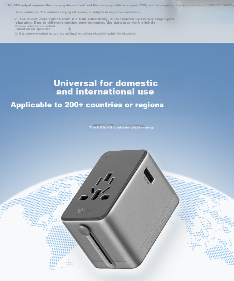 BULL 67W Fast Charging USB Multi-Region Socket Adapter/Power Plug for International Travel, Business Trips, And Studying Abroad, High Power Protection Plug, European Standard, US Standard, Australian Standard, UK Standard GN-L10U67 4