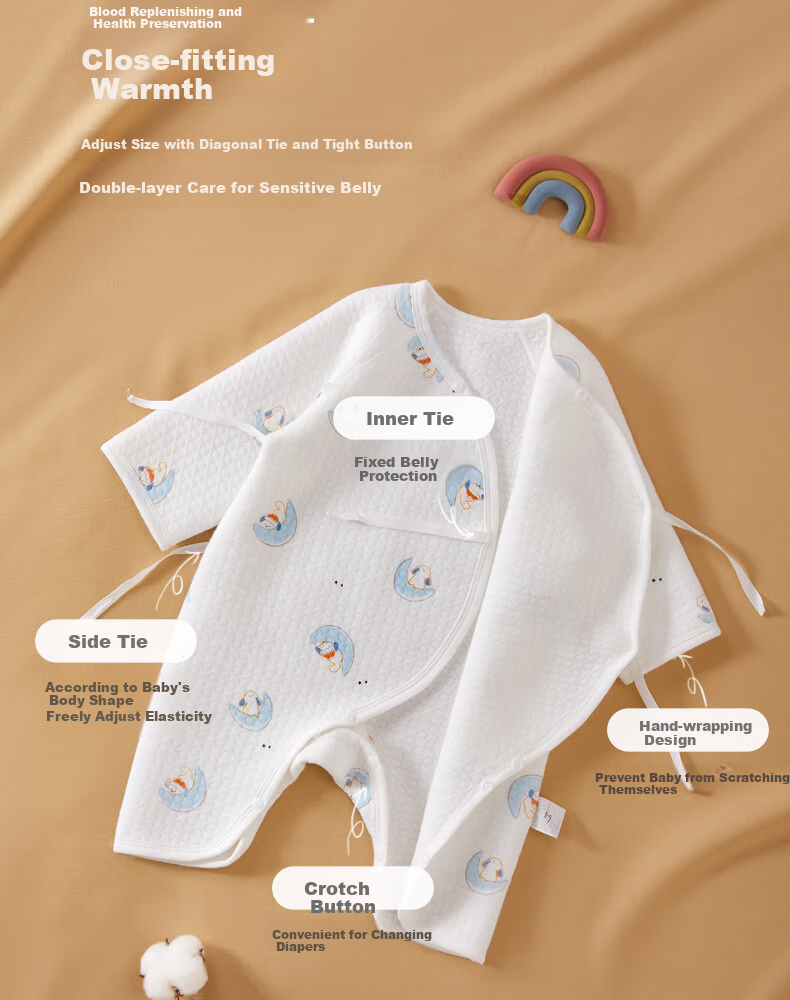 Shiyuejiejing Baby Romper, Autumn And Winter Padded Onesie, Cotton Bodysuit for Boys And Girls, All-Season Long-Sleeve Loungewear, Class A 7