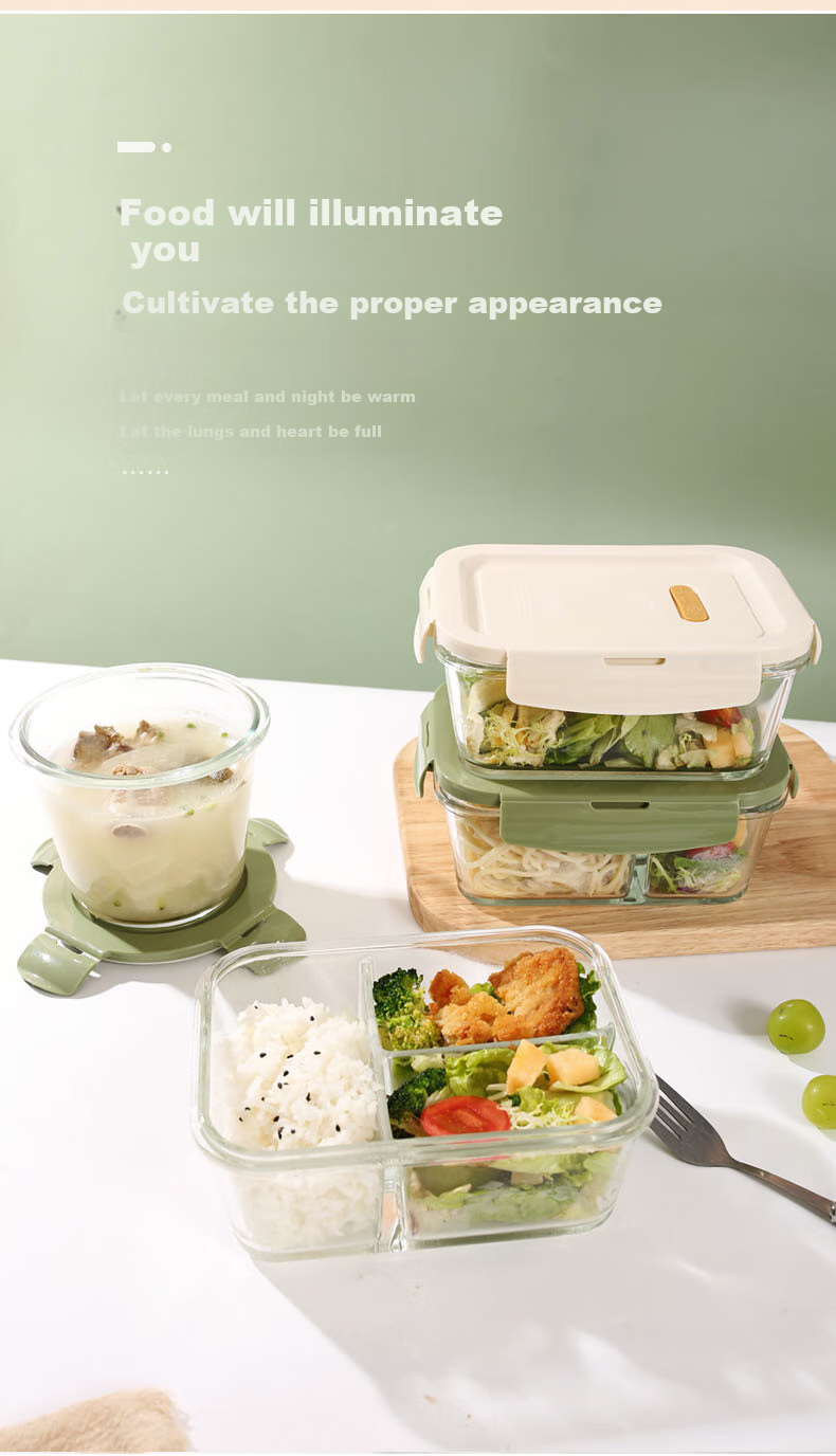 Chuangde Heat-Resistant Glass Food Storage Containers Microwave Lunch Boxes for Office Workers Milk White 1080ml x2 + Bag + Utensils 4