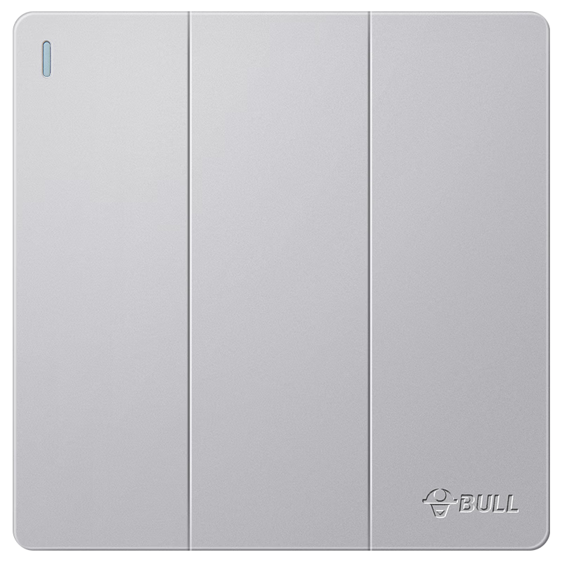 BULL Switch Socket G12 Series Three-Way Double Control Switch 86-Type Panel G12K312 Creamy Space Silver