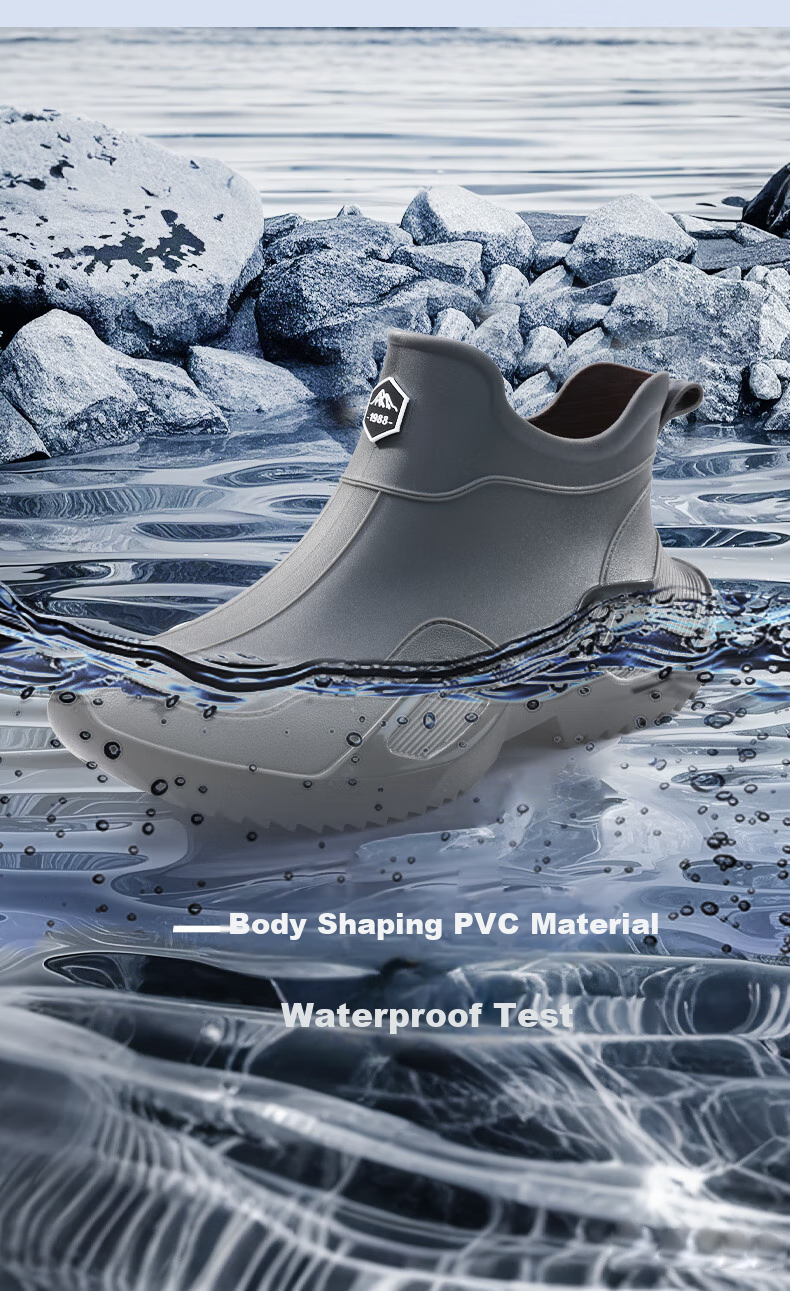 Lanoudun Rain Boots for Men And Women, Short Waterproof Non-Slip Rubber Shoes, Durable Fishing And Beach Sandals YX1027 Size 41 8