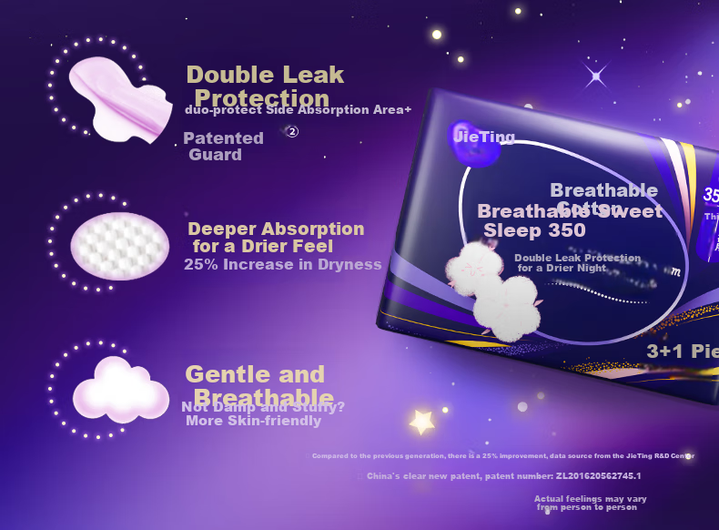 Jieting Breathable Sweet Sleep Night Sanitary Napkins, 350mm, 40 Pieces, Shen Yue's Choice, Menstrual Pads, Sold by JD, Leak-Proof 2
